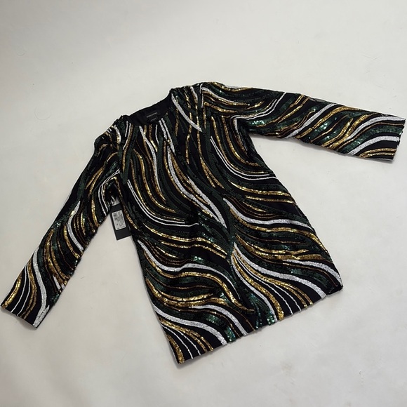 Marciano "Jen Tunic Dress" in Green and Gold Sequin - Picture 3 of 10